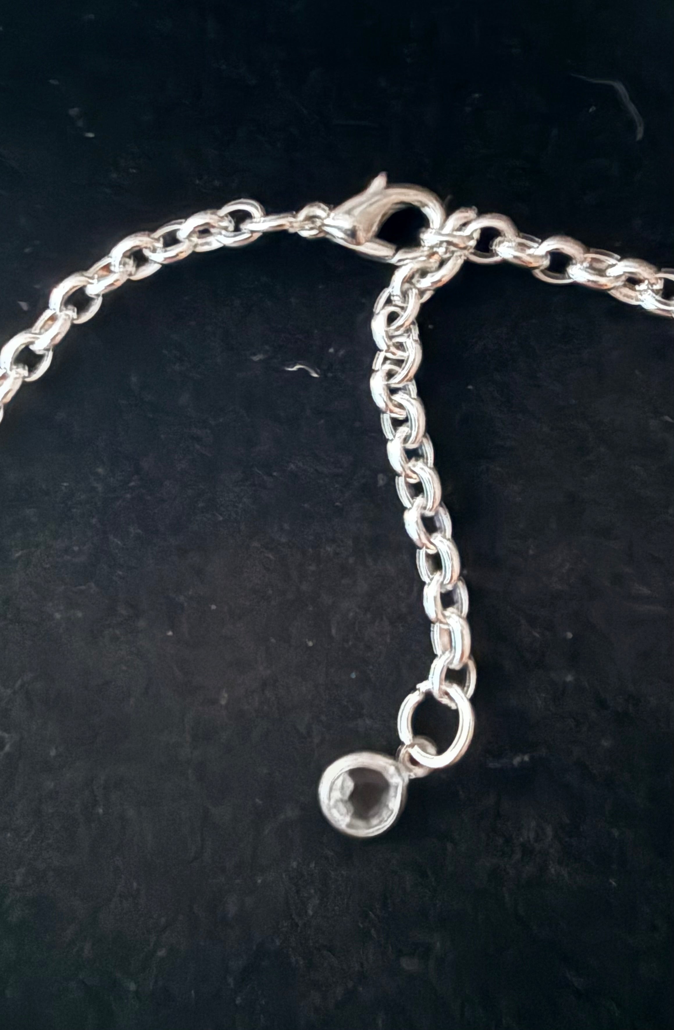 Chainmail stainless steel silver necklace with heart charm