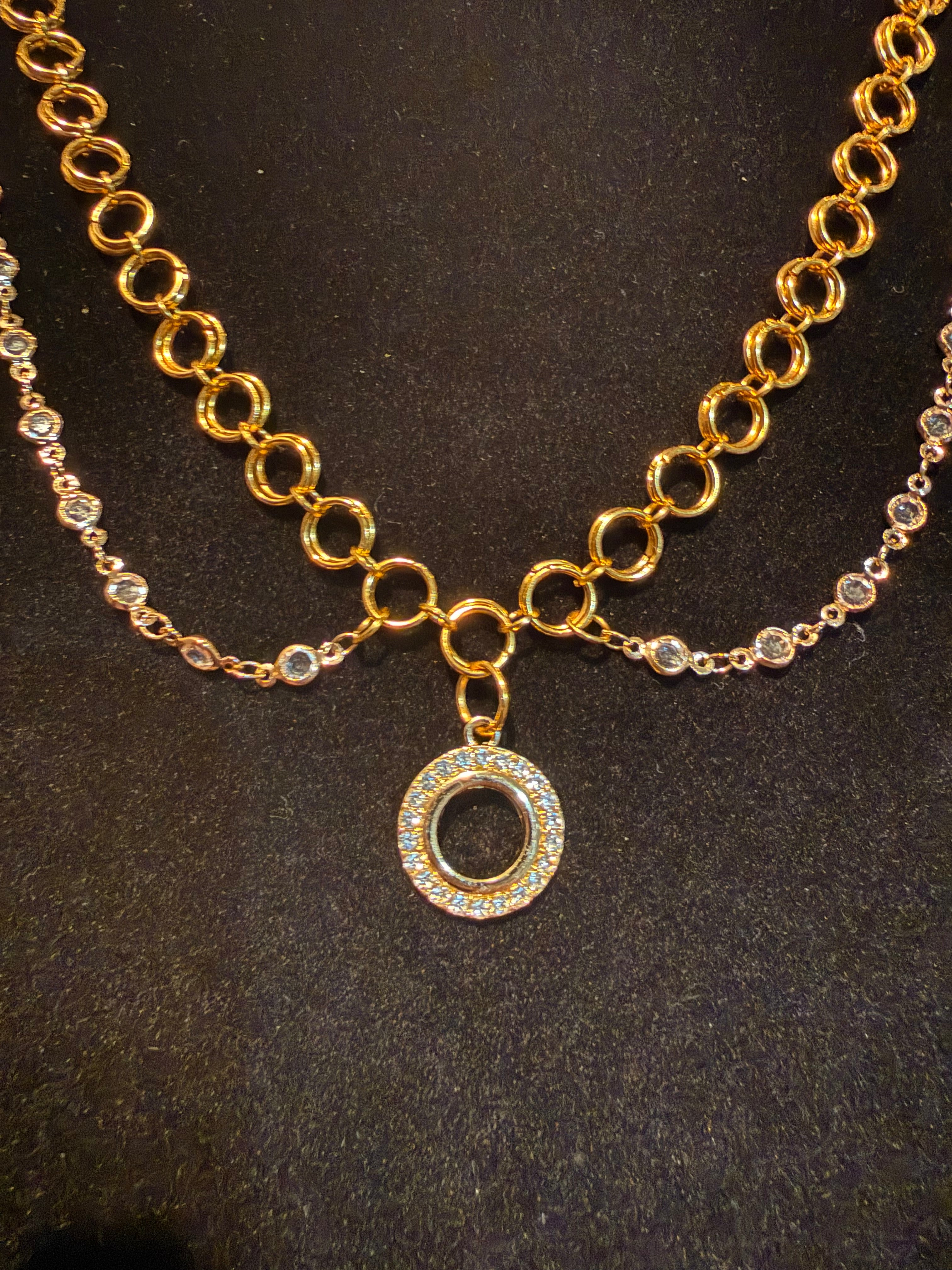 Gold Chainmail and gold clear crystal choker necklace good for Renaissance.
