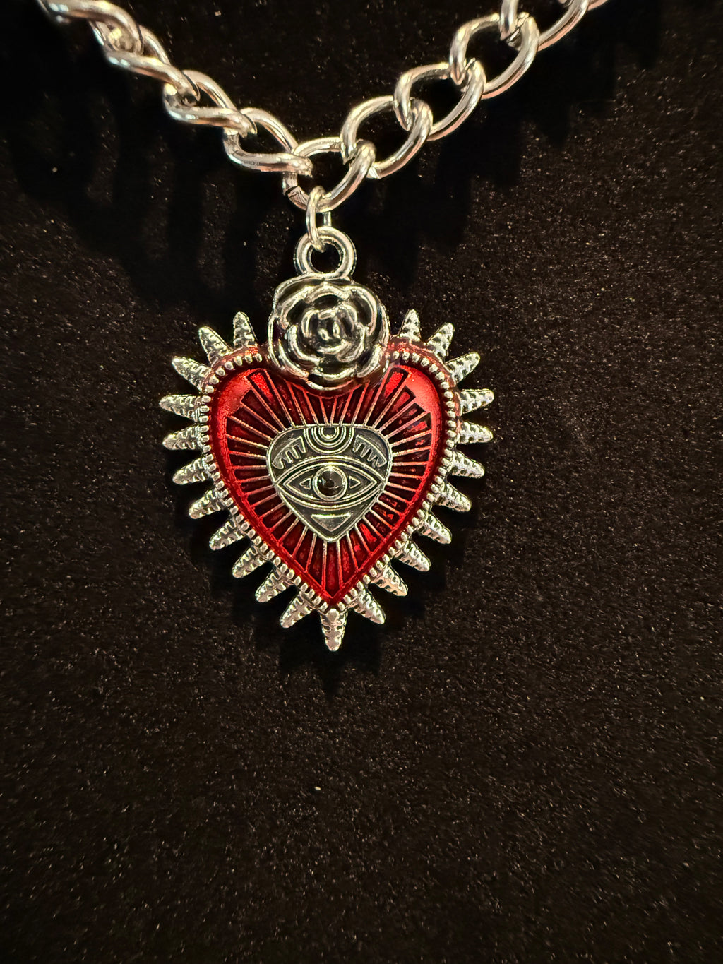 Retro Gothic Heart Jewelry Necklace, Fashion Pendant Necklace