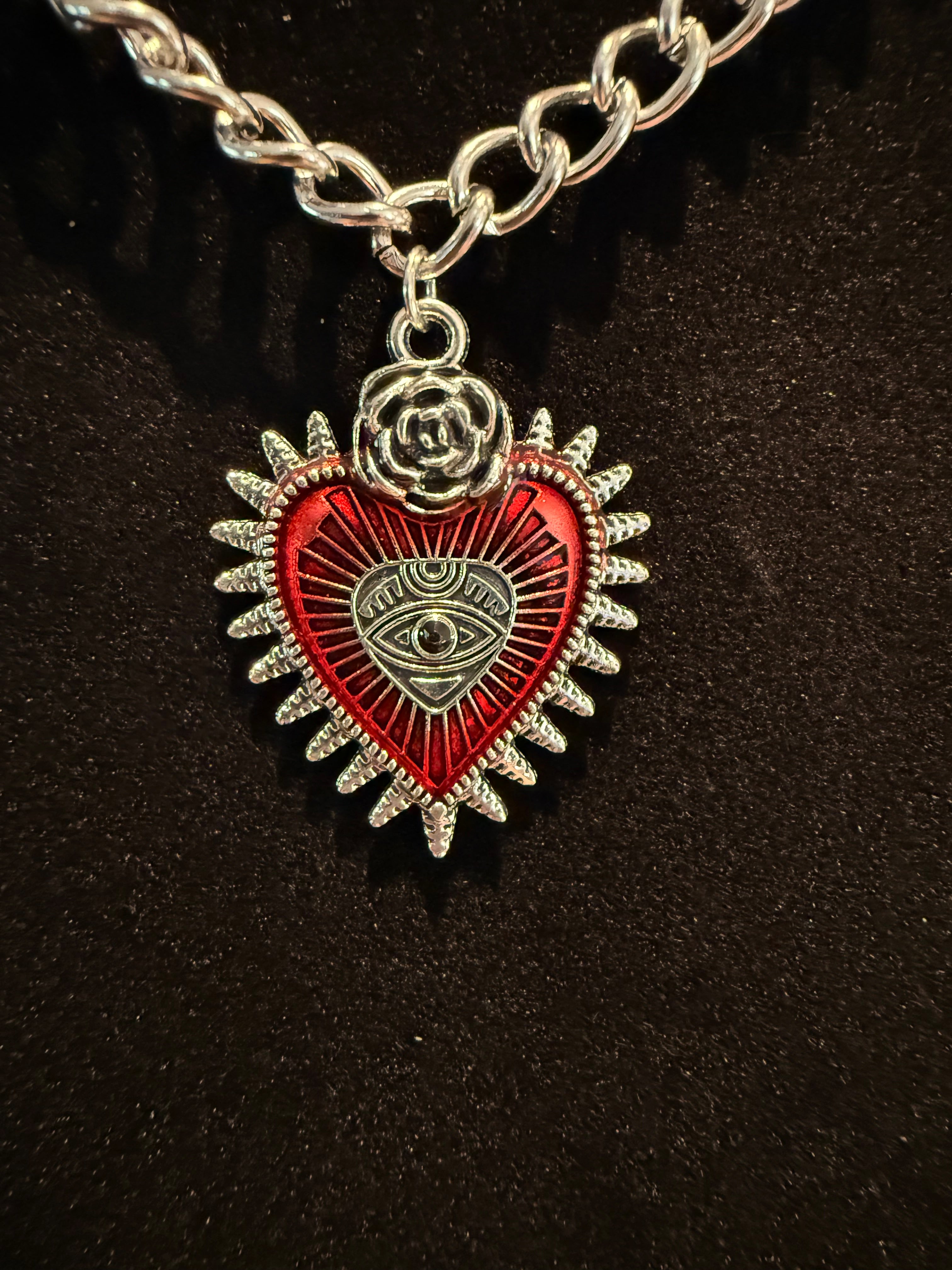 Retro Gothic Heart Jewelry Necklace, Fashion Pendant Necklace