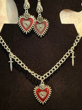 Retro Gothic Heart Jewelry Necklace, Fashion Pendant Necklace